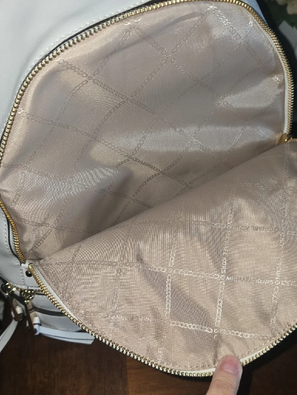 Michael Kors White Leather Mini Backpack with Gold Hardware and KORS Logo